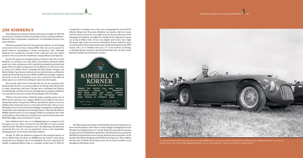 Book page with text and a black and white photo of a vintage car.