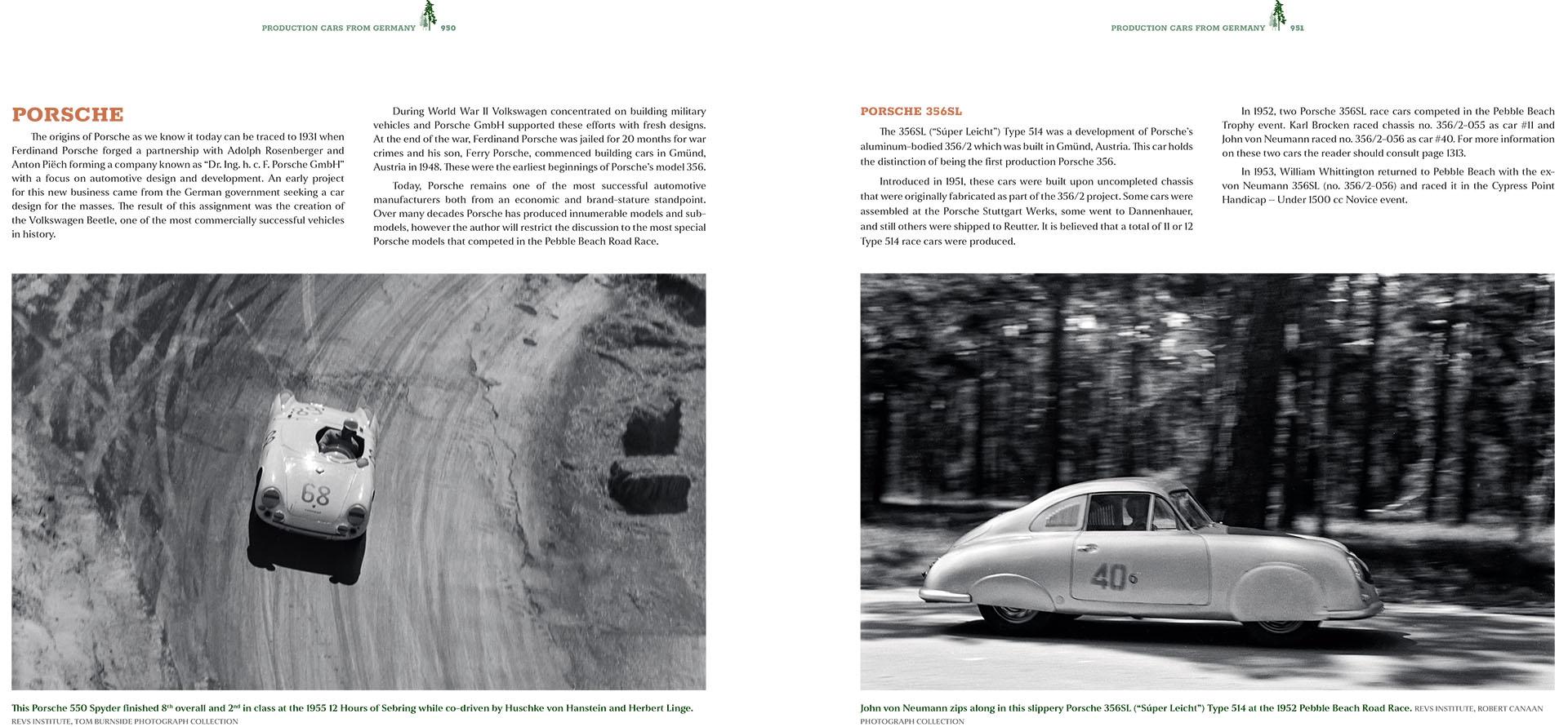 Porsche car on a road with text and images on a white background